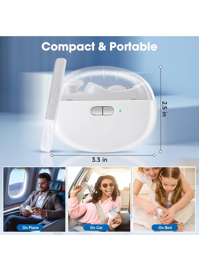 بيلينجدون مقص أظافر كهربائي أوتوماتيكي مزود بإضاءة وسرعتين، مقص أظافر ومبرد 2 في 1، تخزين بقايا الأظافر، مقص أظافر آمن قابل لإعادة الشحن عبر USB للأطفال والرضع وكبار السن والبالغين، لون - Image 3