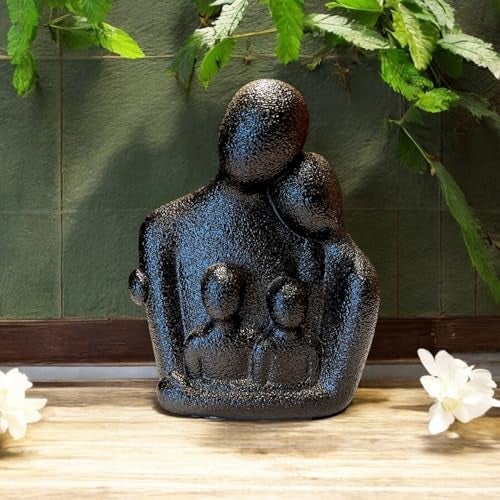 Karigaari India Modern Family Love Sculpture | Abstract Black Unity Statue for Home Decor | Parents & Children Bond Art | Thoughtful Gift for Anniversary, Housewarming, Mother's Day - Image 1