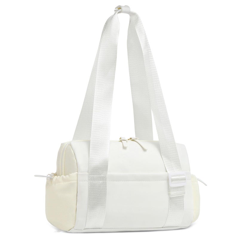SUIKIHUM Mini Gym Bag for Women, Yoga Small Sports Bag for Women Girls, Waterproof PU Fitness Tote with Wet Compartment, White - Image 1