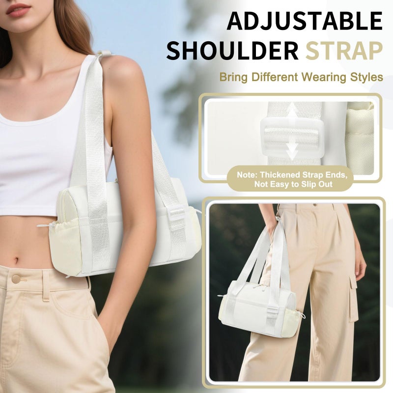 SUIKIHUM Mini Gym Bag for Women, Yoga Small Sports Bag for Women Girls, Waterproof PU Fitness Tote with Wet Compartment, White - Image 4