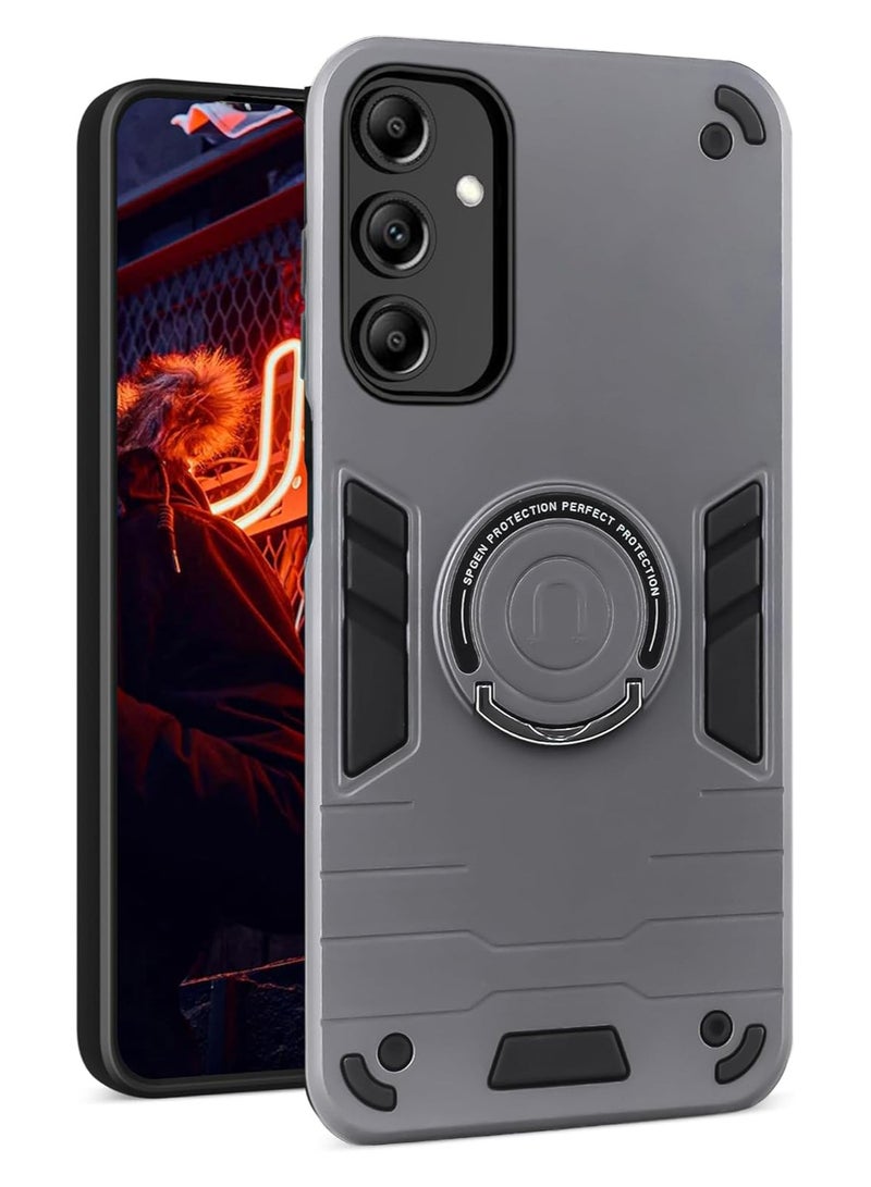 Case with Kickstand, Shockproof and Anti Scratch Magnetic Ring Holder Stand Protective Phone Cover For Samsung Galaxy A16 (Grey) 