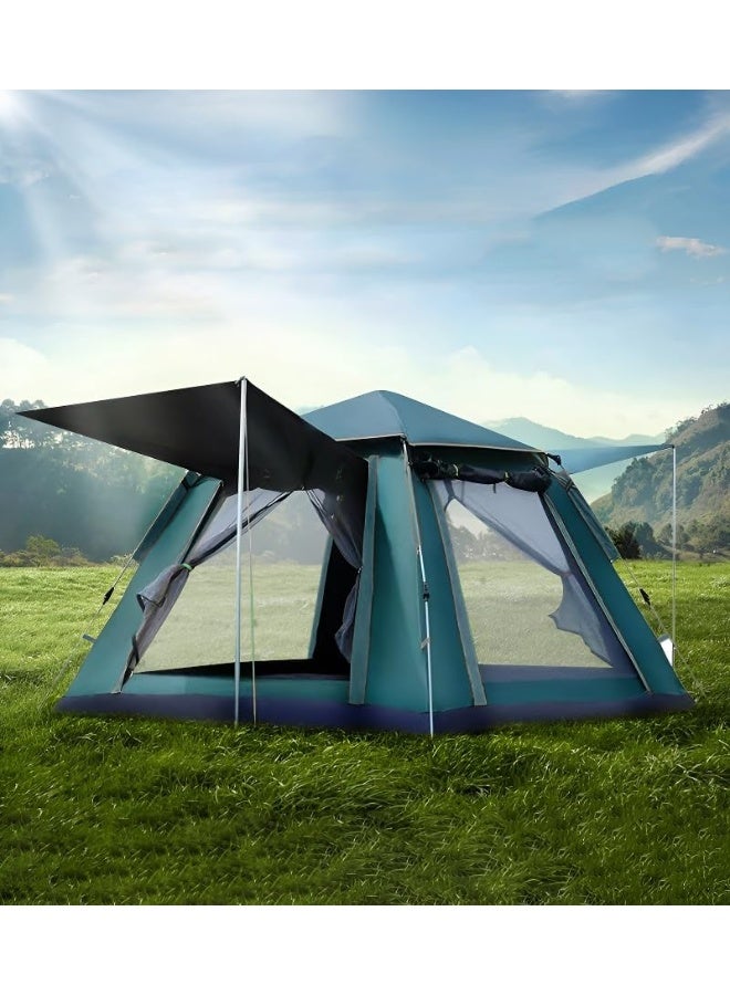 DEXO Automatic Pop-Up Camping Tent for 6-Person, 240x240x155cm – Instant Setup, Waterproof, Windproof, Lightweight Camping Tent with 2 Doors, Mesh Windows & Carry Bag, Green - Image 1