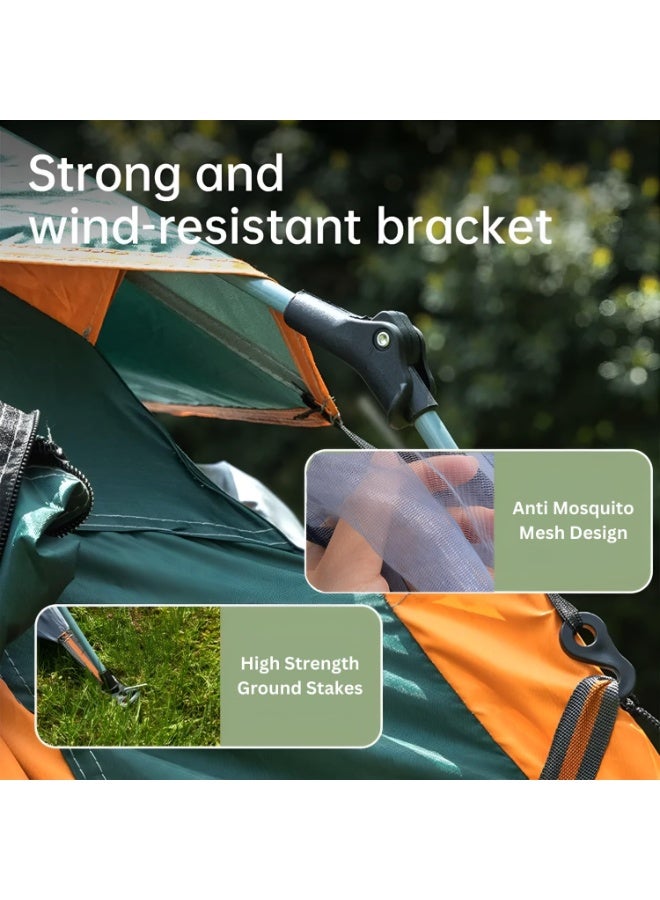 DEXO Automatic Pop-Up Camping Tent for 6-Person, 240x240x155cm – Instant Setup, Waterproof, Windproof, Lightweight Camping Tent with 2 Doors, Mesh Windows & Carry Bag, Green - Image 4