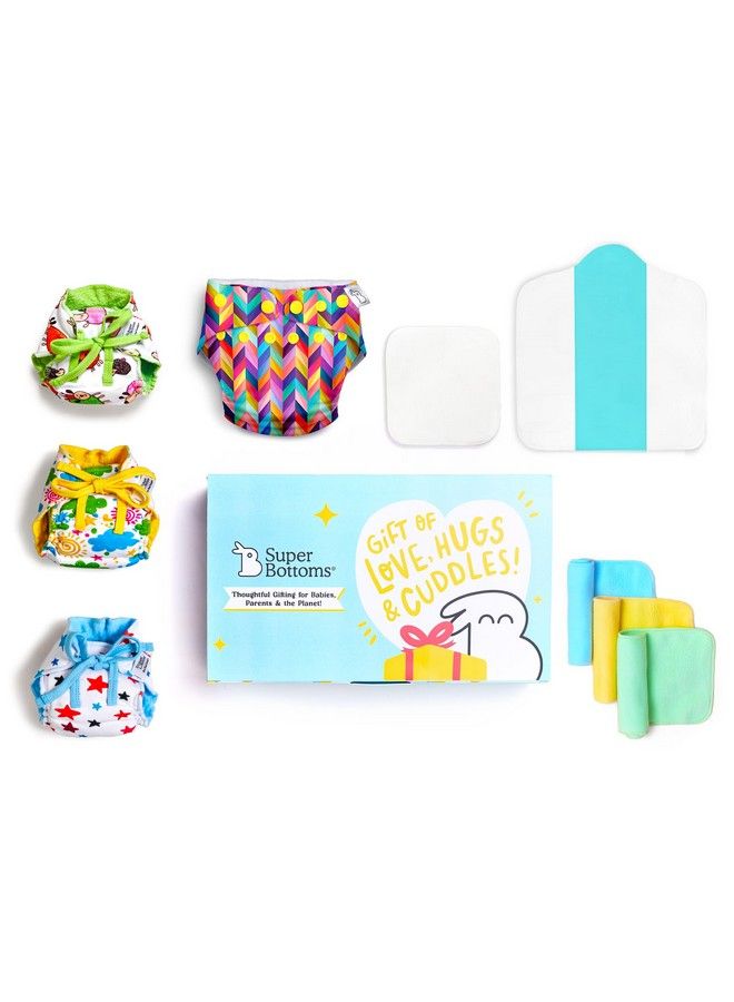 Superbottoms Gift Combo Pack Of 1 Freesize Uno 3 Dry Feel Langot 1 Booster Pad And 3 Easy Clean Top Sheets ; 1 Year Old Baby Gift; Birthday Gift For 1 Year Baby Girl & Boy; Pack Of 9 Items - Image 1