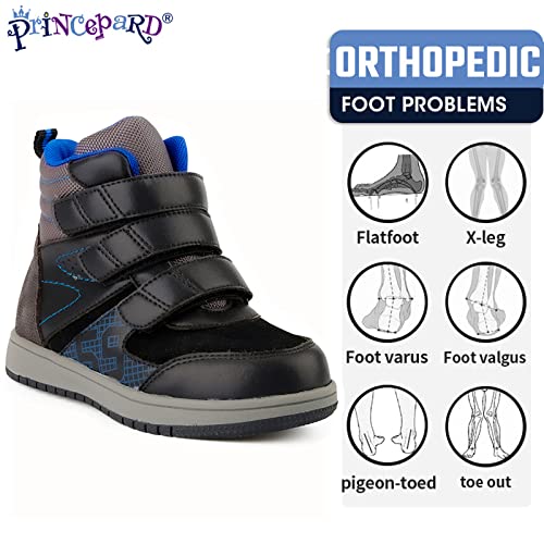 princepard Kids Orthopedic Shoes,Toddlers Corrective High Top Boots with Arch and Ankle Support,Improve Children's Flat Feet and Valgus/varus Black - Image 2
