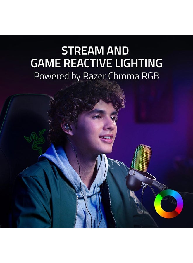Razer Seiren V3 Chroma RGB USB Microphone: Stream & Game Reactive Lighting - Tap-to-Mute Sensor - Condenser Mic - Digital Gain Limiter & Shock Absorber - PC, Discord, OBS Studio, XSplit - Black I RZ19-05060100-R3M1 - Image 2
