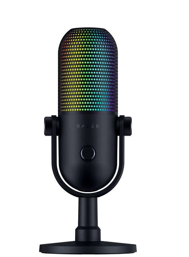 Razer Seiren V3 Chroma RGB USB Microphone: Stream & Game Reactive Lighting - Tap-to-Mute Sensor - Condenser Mic - Digital Gain Limiter & Shock Absorber - PC, Discord, OBS Studio, XSplit - Black I RZ19-05060100-R3M1 - Image 1