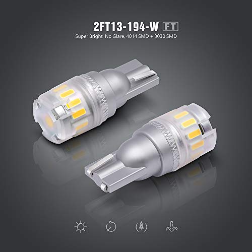 SIR IUS LED - FT- 194 912 Side Marker LED Light Car Interior, Map, Dome, Trunk, Backup Bulb High Power 3030 + 4014 SMD Super Bright Pack of 2 (White) - Image 2