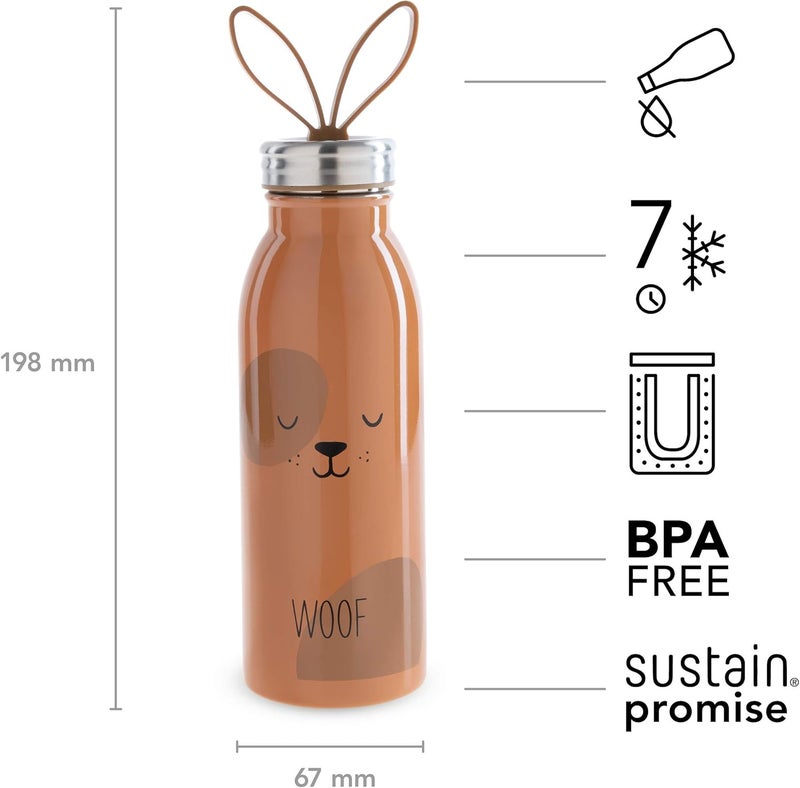 Aladdin Zoo Thermavac™ 0.43L Stainless Steel Water Bottle - Dog Design, Brown - Image 3