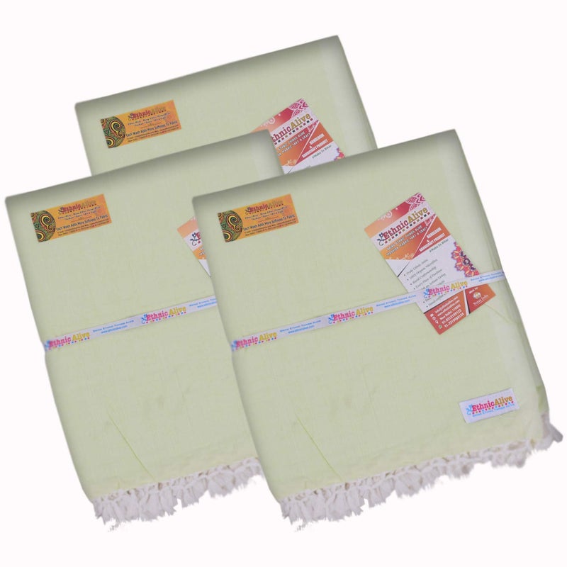 EthnicAlive EthnicAlive Bhagalpuri Handloom Olive Green Color Cotton Dull Andi Summer AC chadar for Sleeping in All Season Summer Mild Winter Pack of 3 Size 220x125cm - Image 1