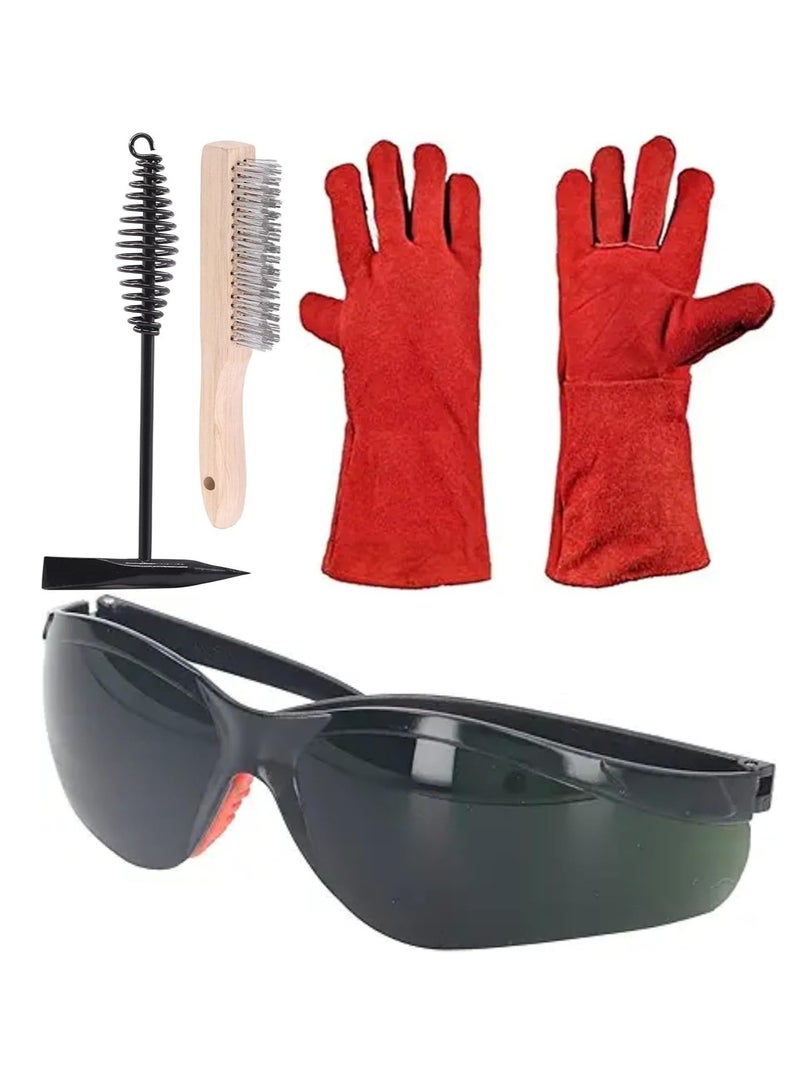 ABBASALI 4Pcs Welding Slag Removal Tool Set Including Welding Glove, Welding Goggle, Welding Chipping Hammer & GI Wire Brush - Image 1