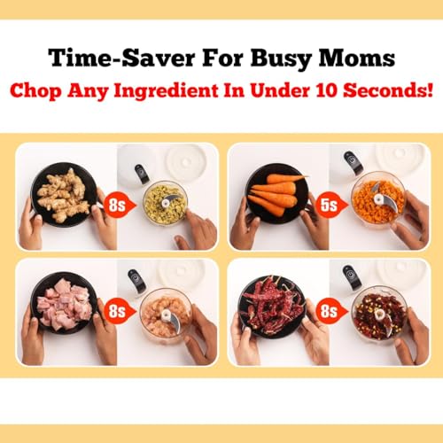 InstaCuppa Mini Electric Chopper for Kitchen, 50% Longer Use 1800 mAh Battery Onion Cutter, USB-C Garlic Mincer for 50% Faster Charging, 45 W Fast Vegetables Chopping for Busy Moms, 250 ML - Image 4