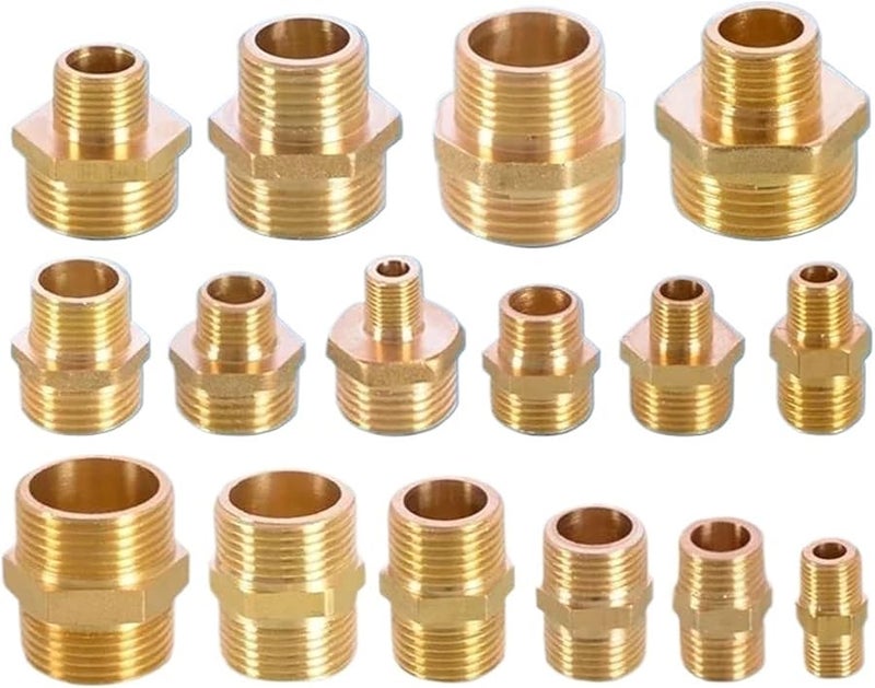 موصل خرطوم الحديقة 10 قطع، خيوط من 1/2 إلى 3/4 و 3/8، وصلة إصلاح مخفضة، محول نحاسي مقاس 3/4 × 3/4 - Image 3