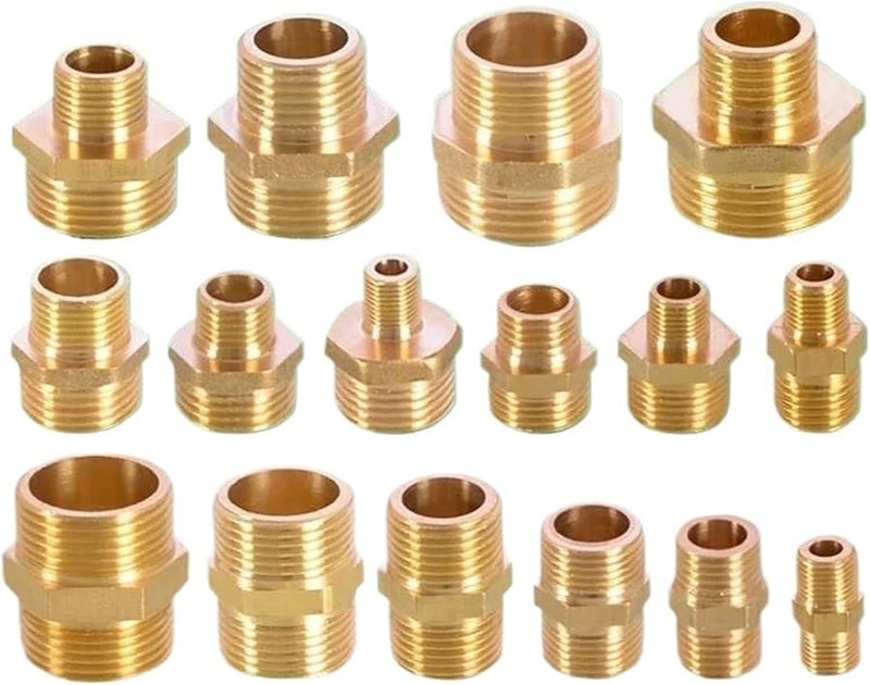 موصل خرطوم الحديقة 10 قطع، خيوط من 1/2 إلى 3/4 و 3/8، وصلة إصلاح مخفضة، محول نحاسي مقاس 3/4 × 3/4 - Image 1