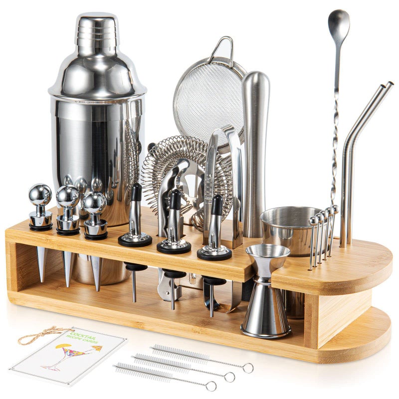 Semderm Cocktail Shaker Set Mixology Bartender Kit with Bamboo Stand | 26-Piece Cocktail Kit Bar Set with All Essential Bar Tools | Perfect Cocktail Set and Bar Kit for Drink Mixing Experience - Image 1