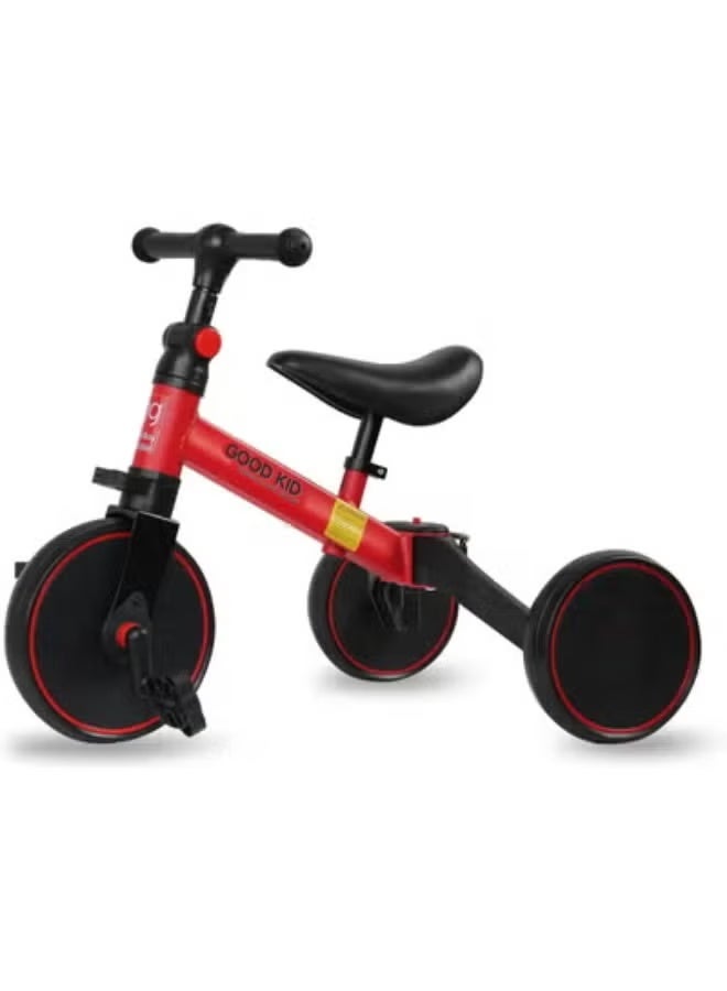 TIGER 4-in-1 Kids Balance Bike & Tricycle – Adjustable Seat & Pedals Toddler Ride-On for 1–4 Years, Indoor & Outdoor Baby Trike for Boys & Girls, Ideal First Birthday Gift for Active Play and Early Learning – Red - Image 1