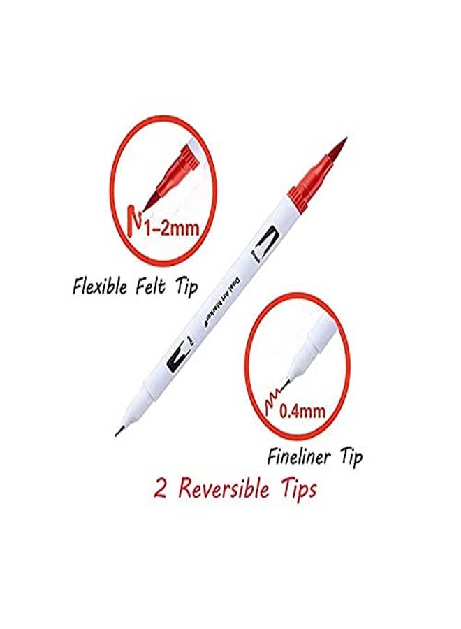 deziine� .Fx 60 Pcs Dual Tip Brush Marker Pens Fine Tip Markers & Brush Highlighter Pen for Bullet Journal Adults Colouring Book Note Taking Writing Planning Art Project - Image 3