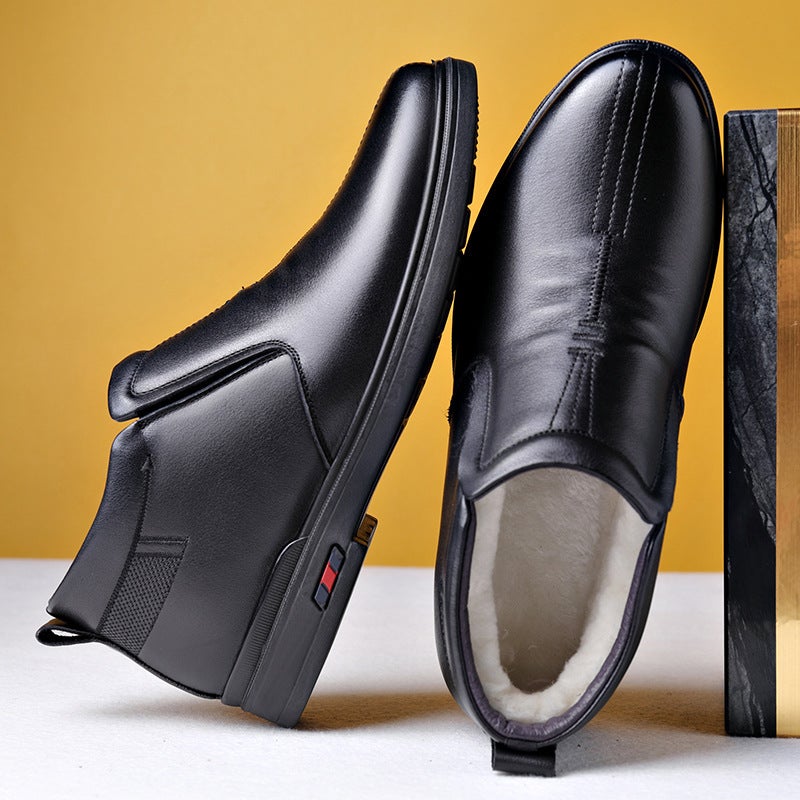 2024 Winter Cotton Shoes New First Layer Cowhide Business Formal Casual Leather Shoes Wool Thickened Warm Dad Shoes - Image 4