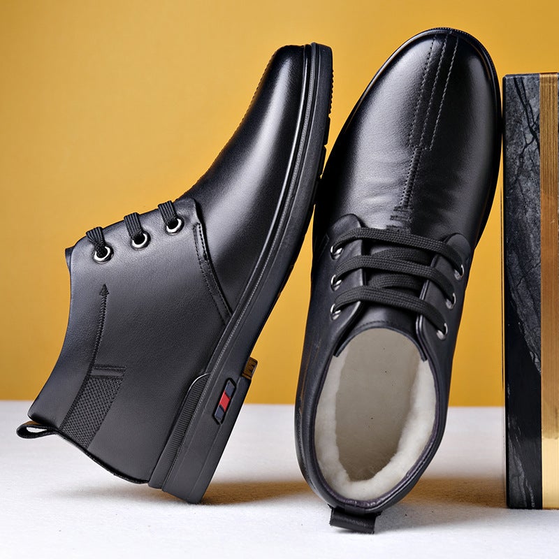 2024 Winter Cotton Shoes New First Layer Cowhide Business Formal Casual Leather Shoes Wool Thickened Warm Dad Shoes - Image 5
