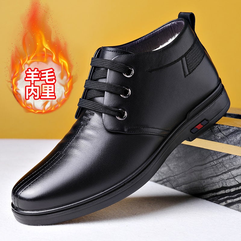 2024 Winter Cotton Shoes New First Layer Cowhide Business Formal Casual Leather Shoes Wool Thickened Warm Dad Shoes - Image 2