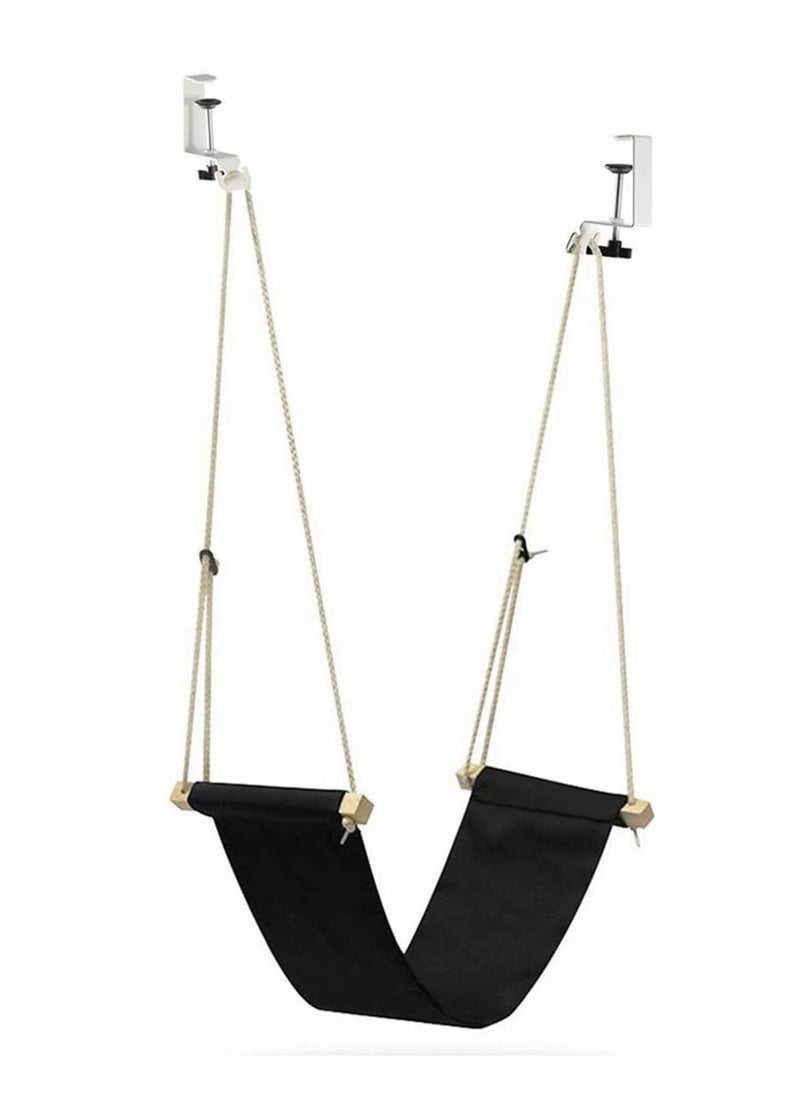 Foot Hammock  Ergonomic Foot Rest Portable Adjustable Desk Hammock Stand for Home Office with Headphones Holder Black Adjustable Height Flight Carry on Foot Rest Hammock Wrap