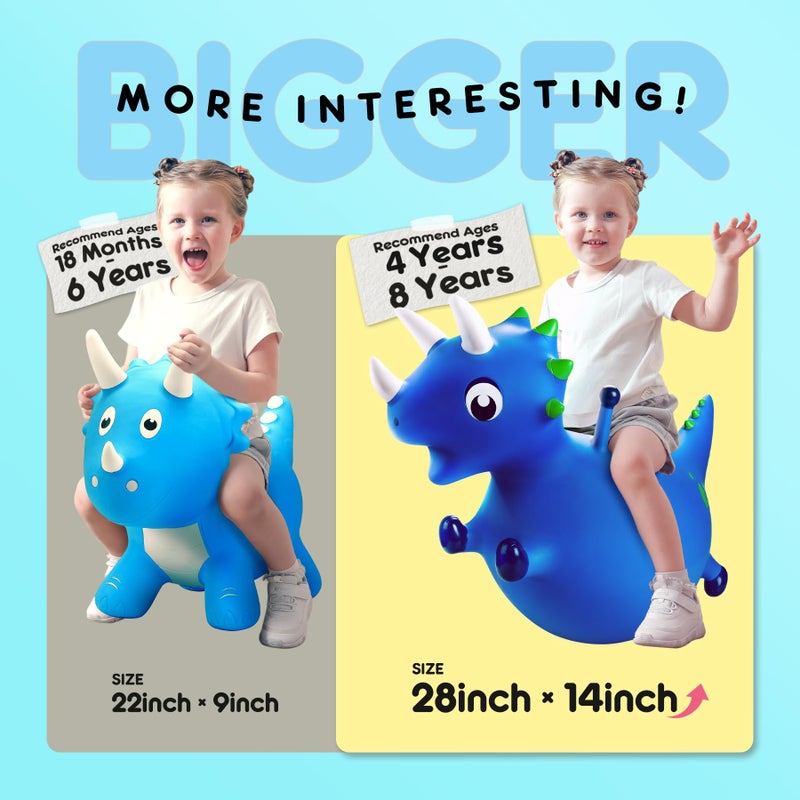 ZOOJOY Bouncy Dinosaur Hopper Inflatable Dino Bouncing Animal for Toddlers Indoor Outdoor Ride On Bouncing Horse WPump Hopping Toys Gift for 4 5 6 7 8 Year Old Boy Girl - Image 3