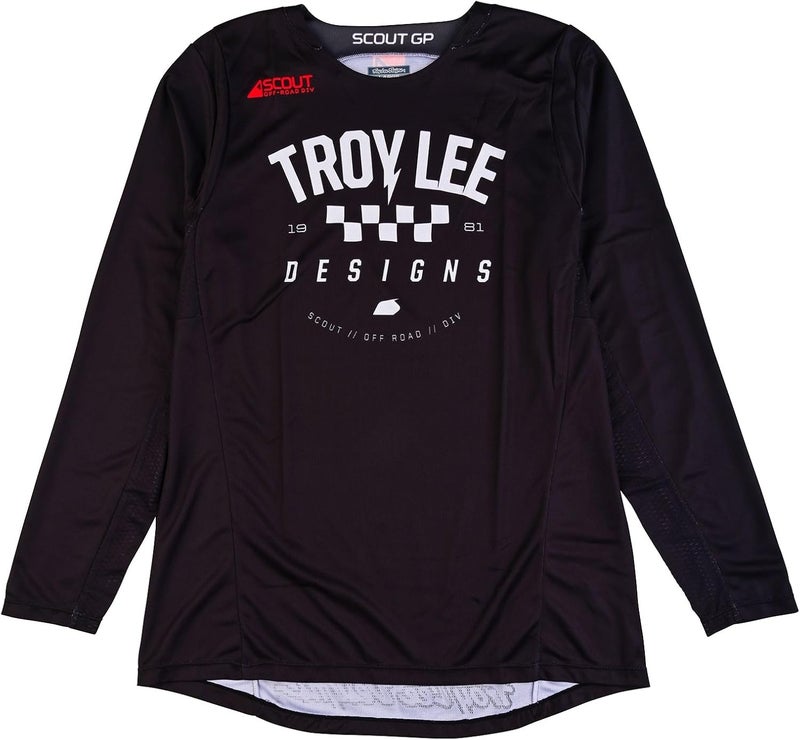 Troy Lee Designs Scout GP Peace & Wheelies Enduro Jersey - Black, Size Small - Image 1