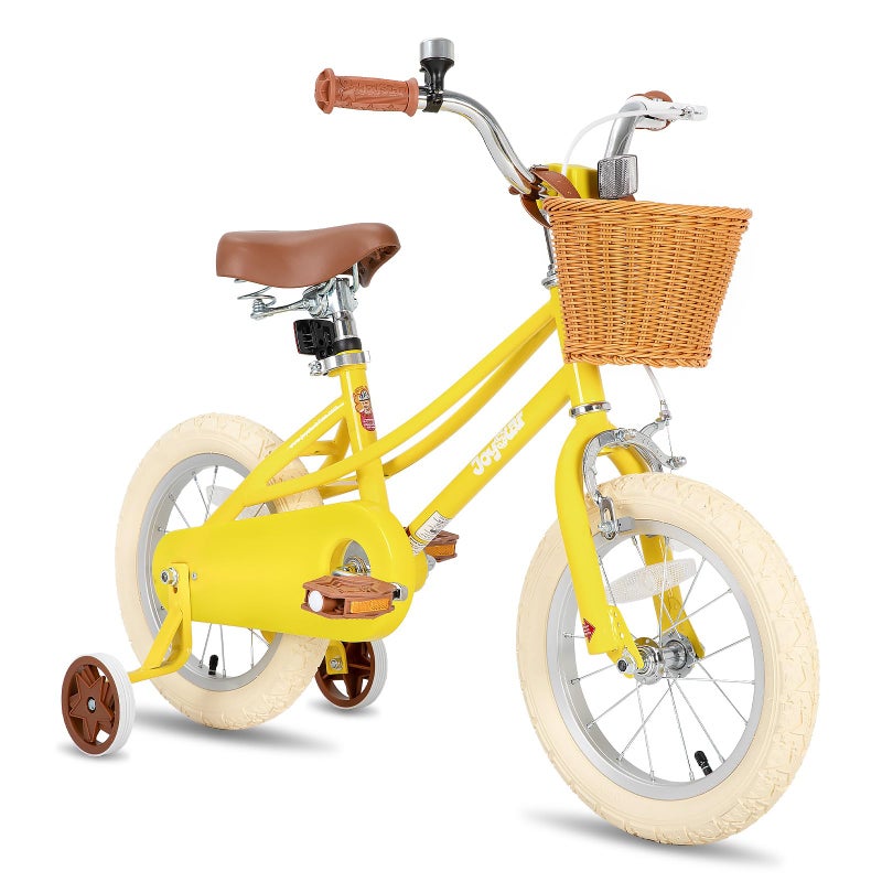 JOYSTAR 12 inch Kids Bike for Toddlers 3-4 Years(33"-41") Girls, Girls Bike with Training Wheels & Basket, Kids' Bicycle Yellow - Image 1