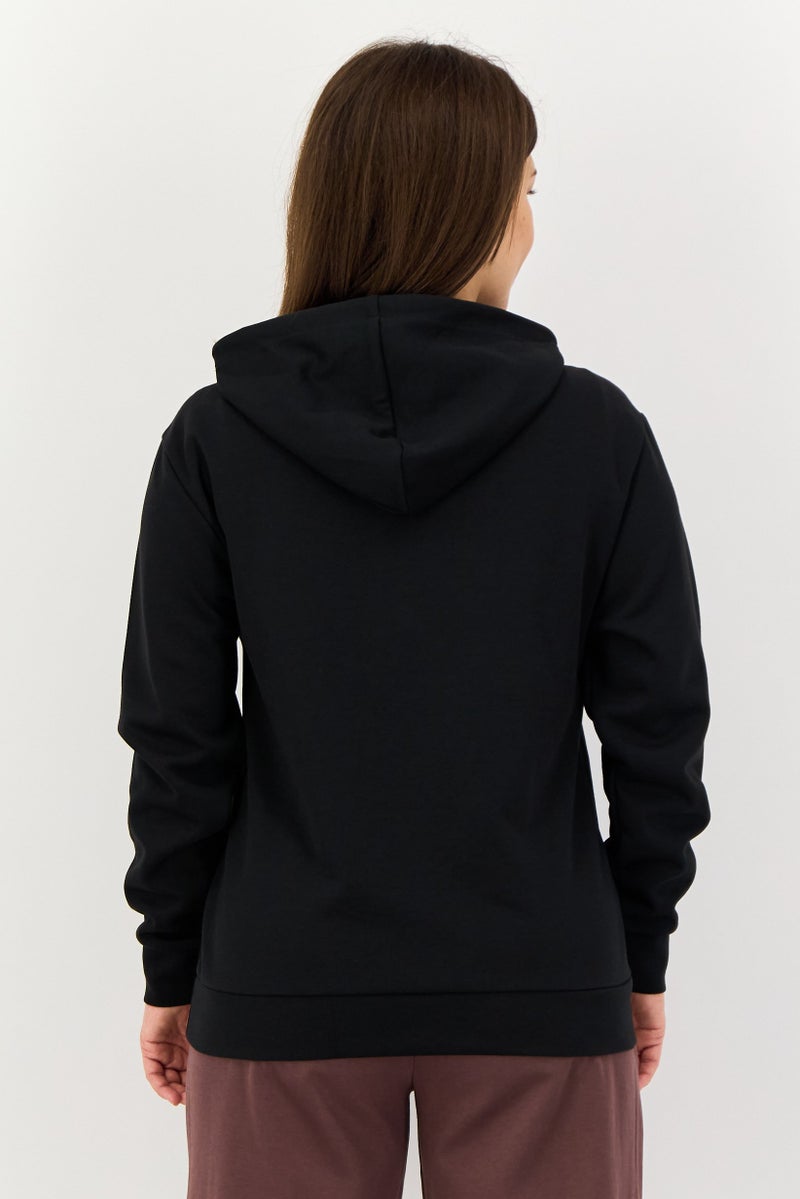 Adidas Women Sportswear Fit Long Sleeves Outdoor Hoodie, Black - Image 2