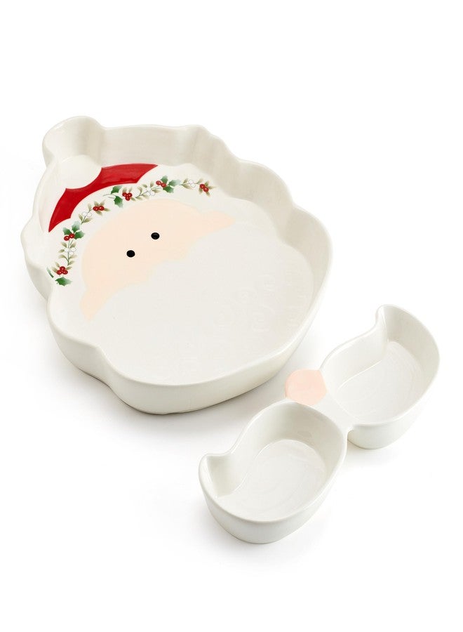 Pfaltzgraff Winterberry Santa Platter Tray with Dip Bowls, 12 Inch - Image 5