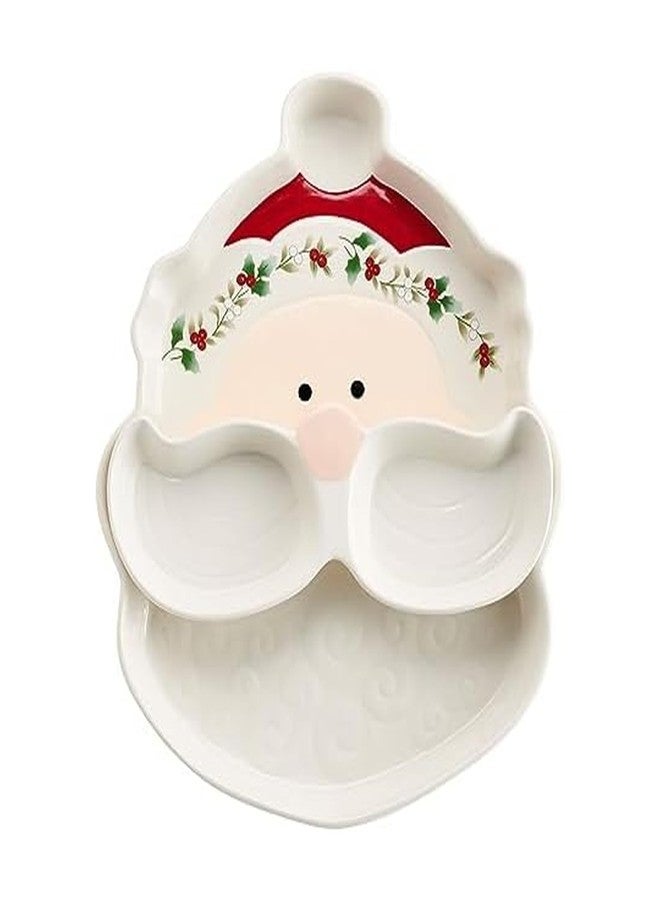 Pfaltzgraff Winterberry Santa Platter Tray with Dip Bowls, 12 Inch - Image 1
