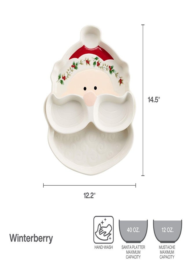 Pfaltzgraff Winterberry Santa Platter Tray with Dip Bowls, 12 Inch - Image 2
