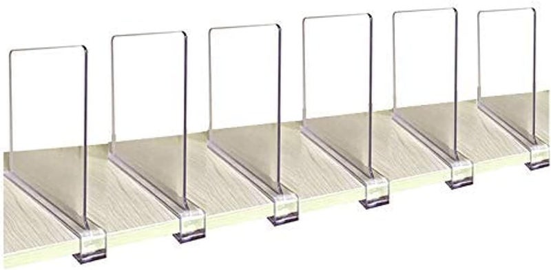 CY craft Acrylic Shelf Divider - 6 PCS Clear Closet Shelf Separators for Organizing Clothing and Kitchen Storage - Image 1