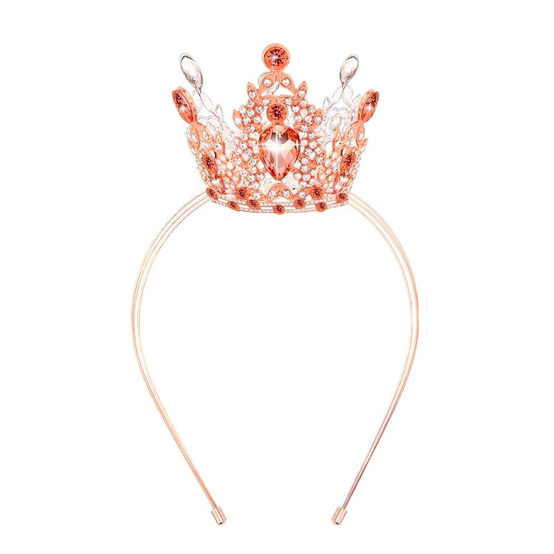 Velscrun Rose Gold Crystal Tiara Headband, Crowns for Women, Princess Girls Tiaras, Royal Queen Crown Princess Quinceanera Headpieces for Birthday Prom Bride Wedding Pageant Party Hair Band - Image 1