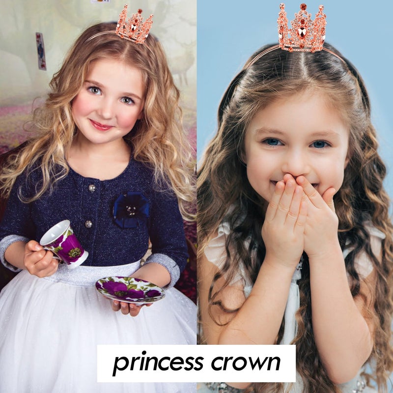 Velscrun Rose Gold Crystal Tiara Headband, Crowns for Women, Princess Girls Tiaras, Royal Queen Crown Princess Quinceanera Headpieces for Birthday Prom Bride Wedding Pageant Party Hair Band - Image 4