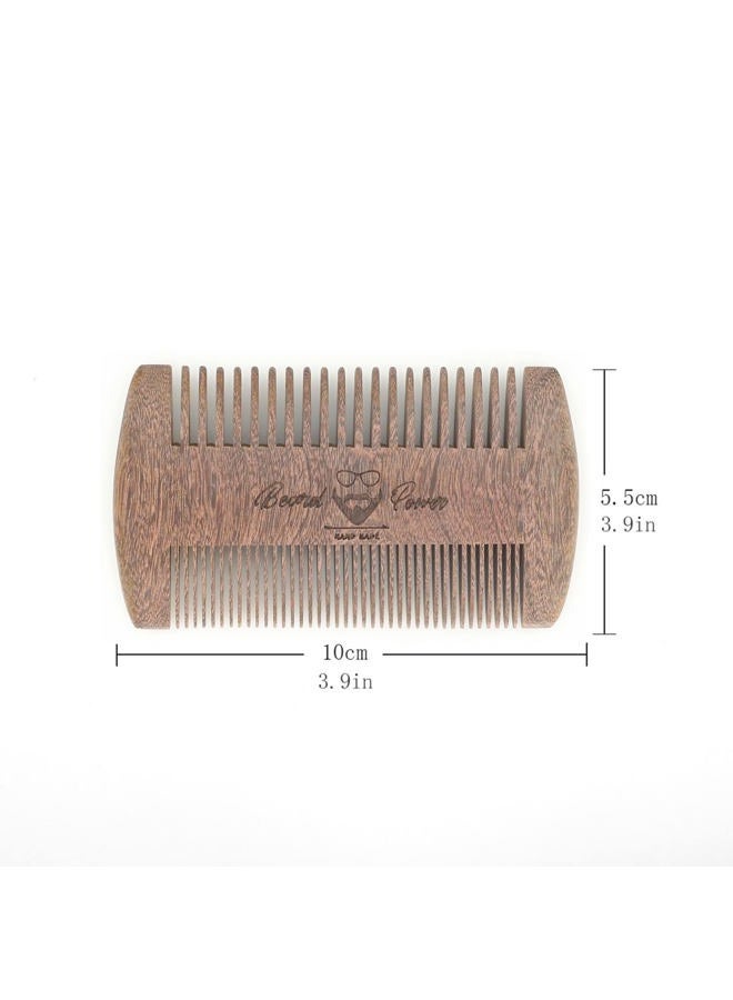 Menesia Sandalwood Beard Comb with Case - Fine & Coarse Teeth, Wooden Pocket Comb for Beards, Mustaches & Hair, Brown Skull Design - Image 2