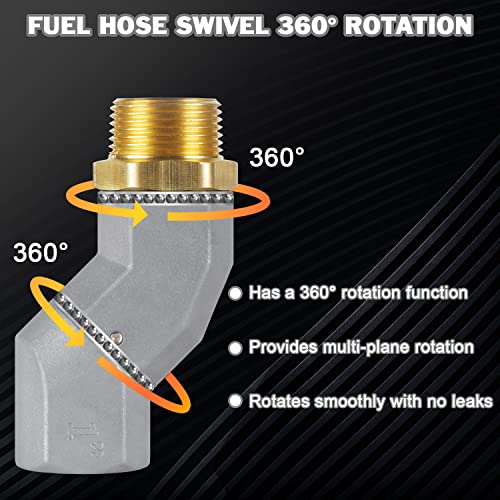 HLOGREE 1" NPT, 2PCS Fuel Hose Swivel 360 Rotating Connector for Fuel Transfer Pump, Diesel, Gasoline, Kerosene - Image 3