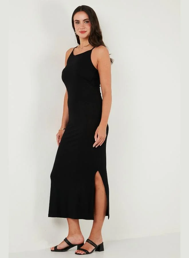 ليلا فستان ميدي ضيق مفصل بفتحة للنساء