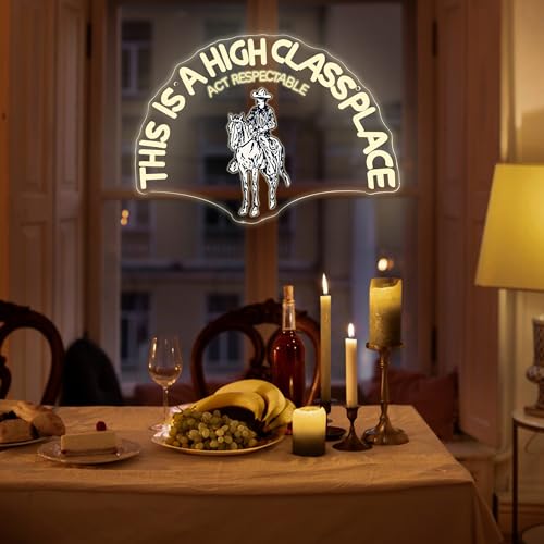 Foxiden This Is A High Class Place Neon Sign, Western Riding Cowboy Neon Light, USB Powered LED Neon Light, Elegant Wall Decor, Bar Sign, Restaurant Decor for Man Cave Farm Party Birthday Gifts(16.5 * 11.8in) - Image 3