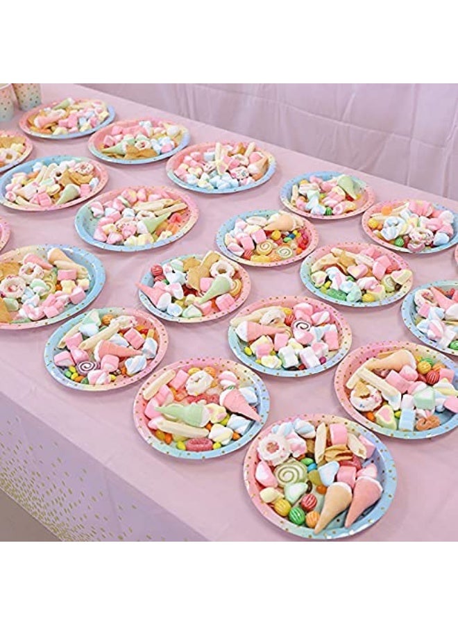 200PCS Rainbow Pastel Party Supplies Set-Disposable Paper Dinnerware Serves 25, Pastel Paper Plates Napkins Cups&Gold Plastic Silverware Sets for Wedding Birthday Baby Shower Holiday Parties(Colorful) - Image 5