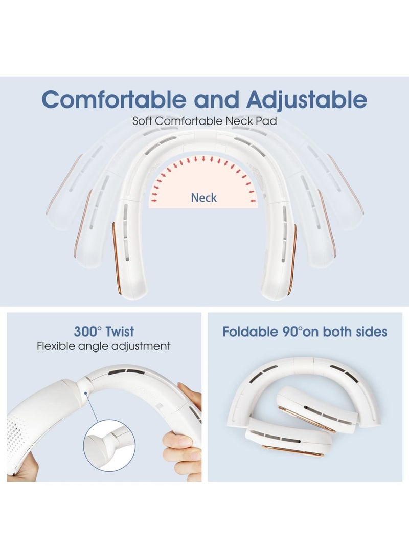 SOLARAE Portable Neck Fan, Bladeless Neck Fan, LED Display, Hands-Free Rechargeable, Travel Essentials Lightweight, Personal Folding Wearable Neck Fan for Women Cooling Cooler, White - Image 5