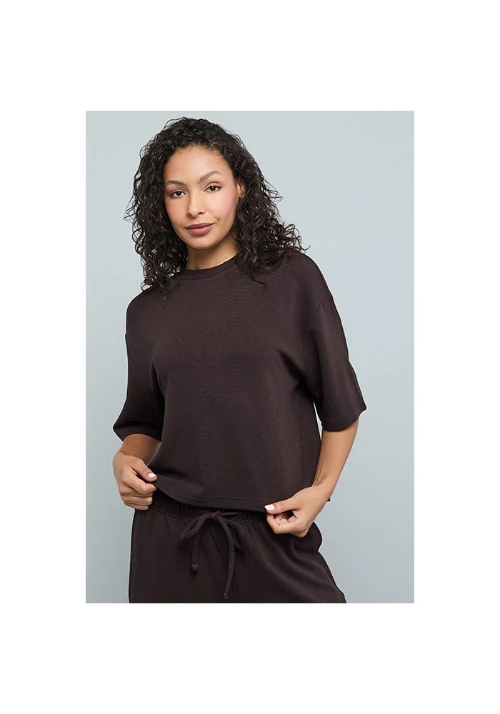 أر أند بي Solid T-Shirt with Crew Neck and Short Sleeves