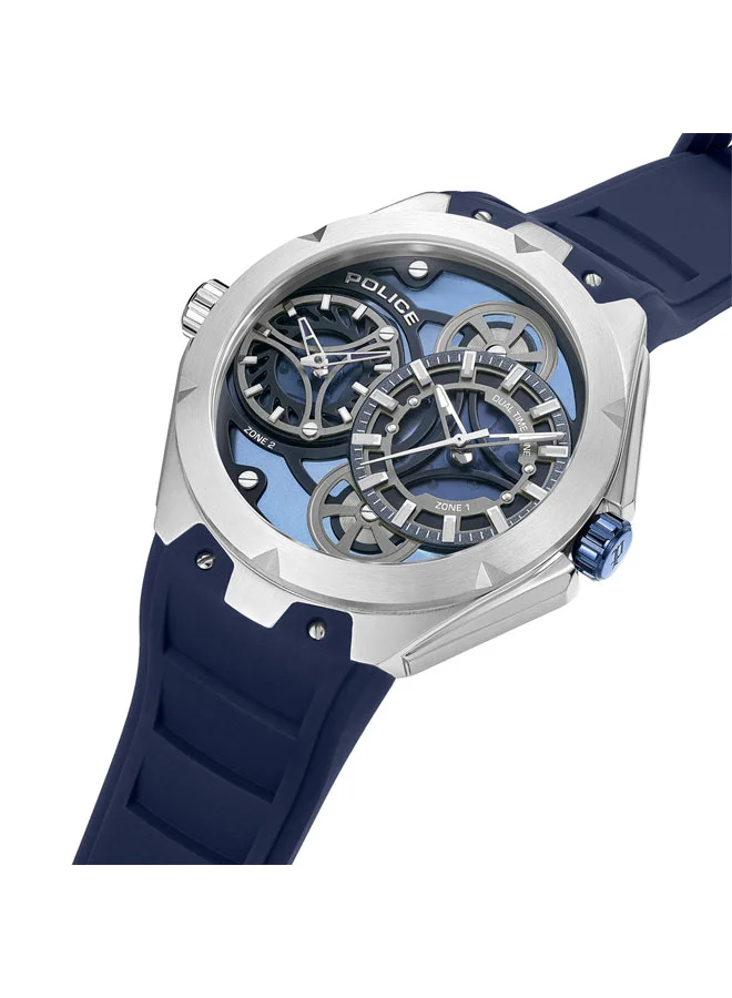 POLICE Scepter Navy Black Dial Navy Silicone Strap Analog Watch for Men - 46mm