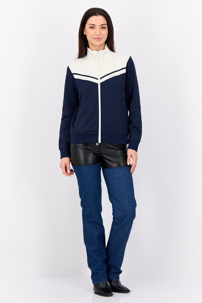 ESPRIT Women Brand Logo Jacket Shirt, Navy - Image 2