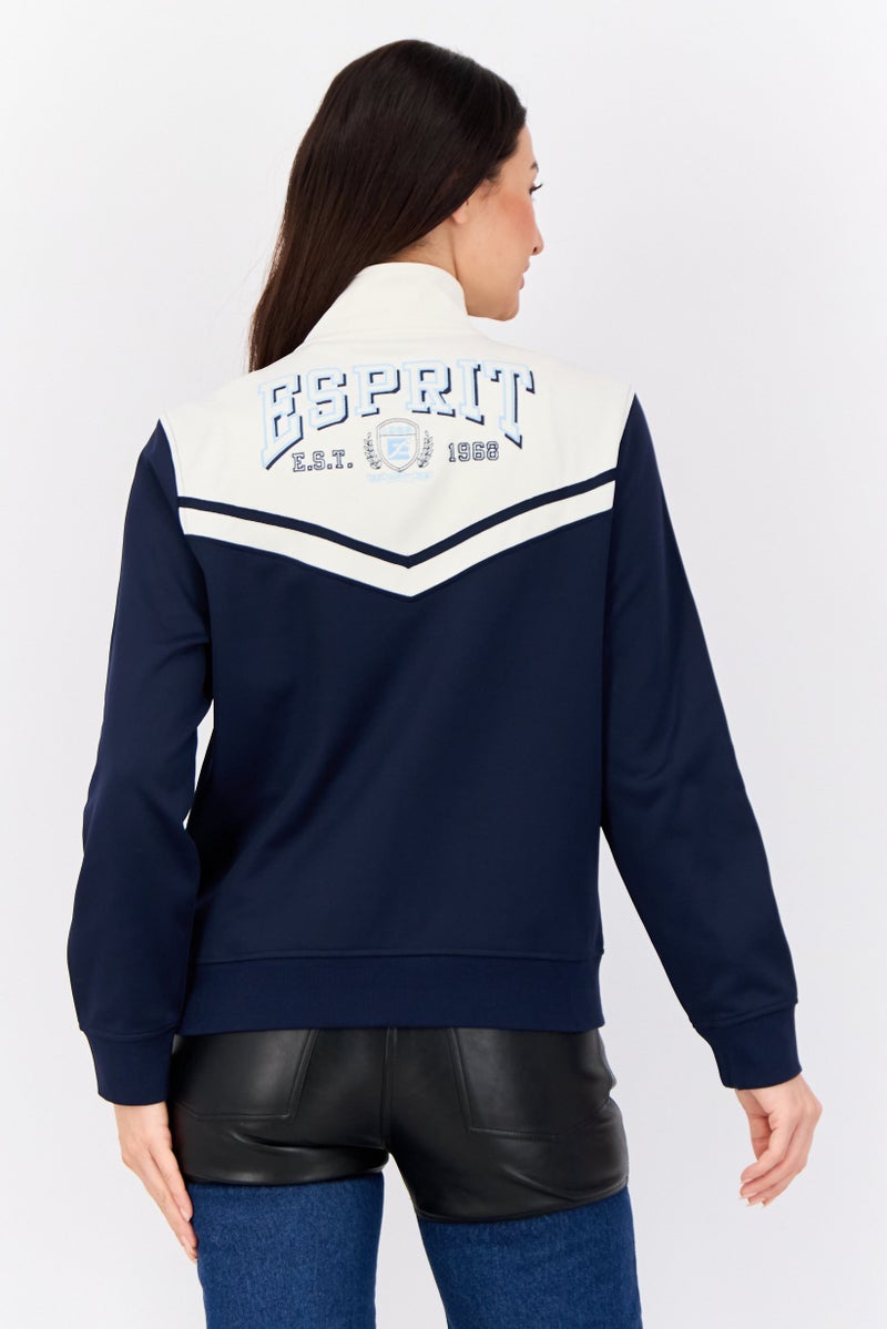 ESPRIT Women Brand Logo Jacket Shirt, Navy - Image 4