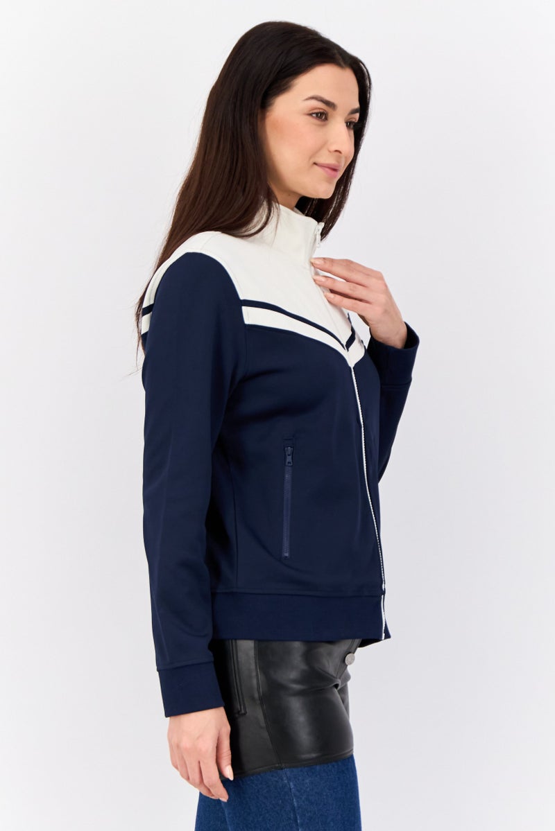 ESPRIT Women Brand Logo Jacket Shirt, Navy - Image 3