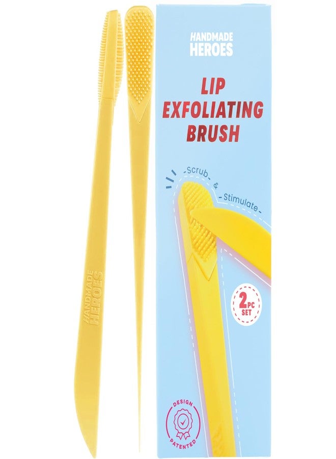 Handmade Heroes Lip Brush, Reusable Lip Exfoliator - Gentle Exfoliant, Use with Sugar Lip Scrub, Polish and Lip Exfoliator Scrubber for Chapped, Dry and Dark Lips 2pc Yellow - Image 1