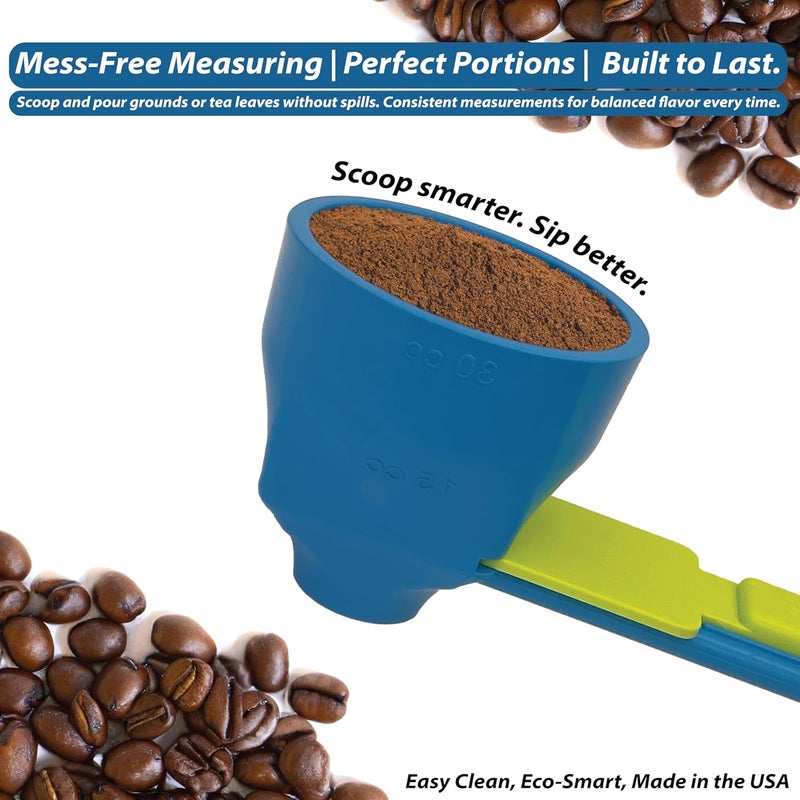 Slide Scoop the original measuring scoop + funnel No spill preparation of protein powder, workout & sports drinks, baby formula & kcup refill Mess & Spill free - (Set of 1 & 2 Tablespoon) - Image 4