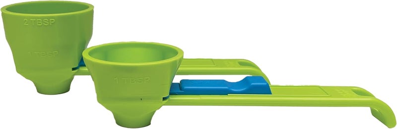 Slide Scoop the original measuring scoop + funnel No spill preparation of protein powder, workout & sports drinks, baby formula & kcup refill Mess & Spill free - (Set of 1 & 2 Tablespoon) - Image 1