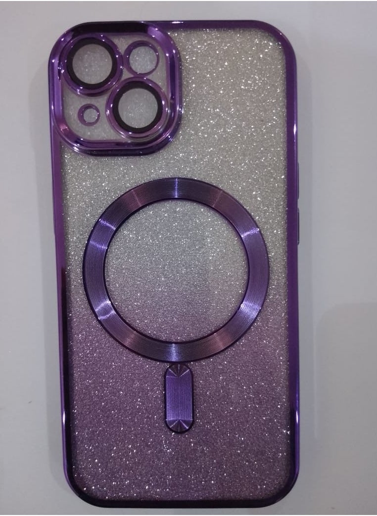 Undefined 4 In 1 IPhone 15 Back Protection Cover With Camera Protector, Wireless Charging And Purple Sticker 